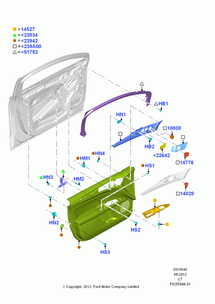 40A - Front Door Trim Panels; 13/AUG/2012-04/APR/2016