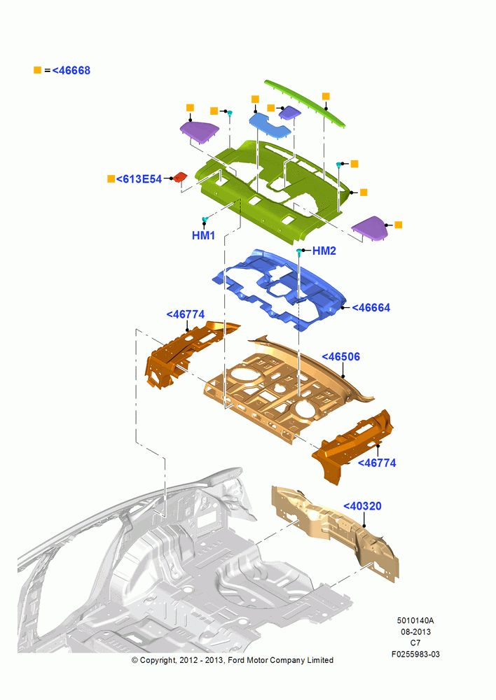 40A - Rear Panels and Rear Package Tray, Hermosillo Plant Build; 13/AUG/2012-04/APR/2016