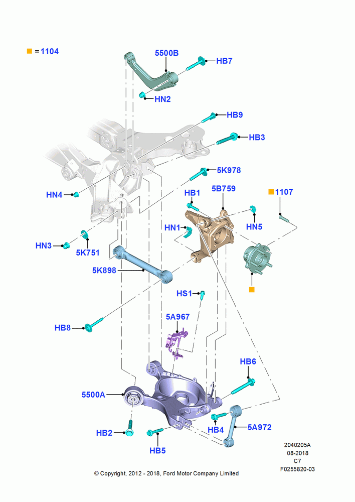05A - Rear Knuckle and Suspension Arms, LHD 2WD (Front Wheel Drive); 13/AUG/2012