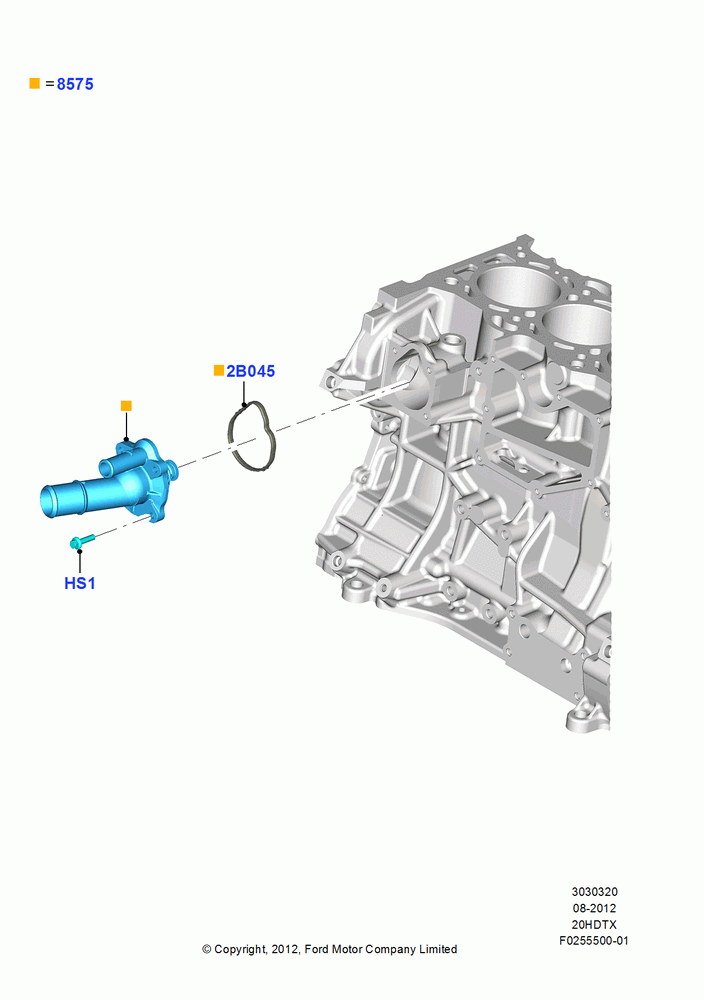 20C - Thermostat/Housing & Related Parts, 2.0L EcoBoost (240PS); 13/AUG/2012-04/APR/2016