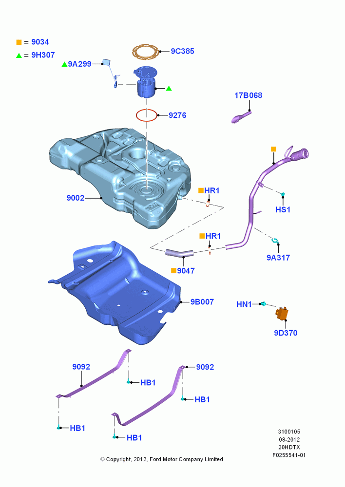 05C - Fuel Tank, LHD 2WD (Front Wheel Drive), 2.0L EcoBoost (240PS); 13/AUG/2012-04/APR/2016