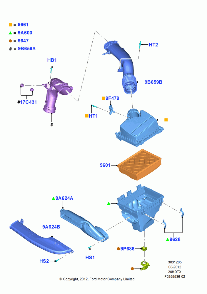 05C - Air Cleaner, 2.0L EcoBoost (240PS); 13/AUG/2012-16/JUL/2013