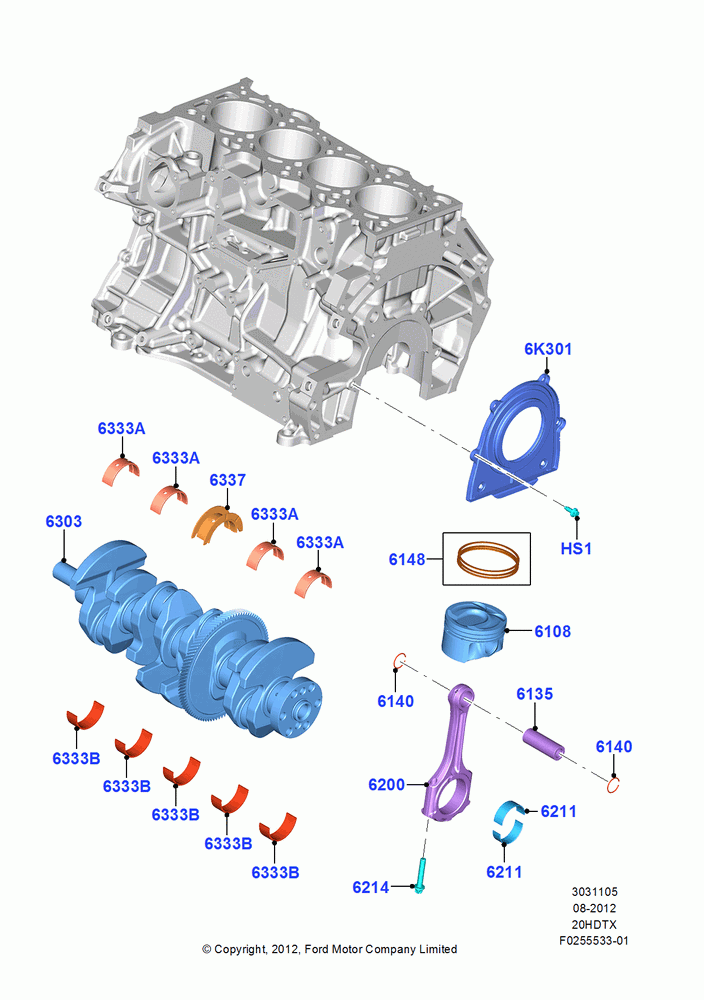 05C - Crankshaft/Pistons and Bearings, 2.0L EcoBoost (240PS); 13/AUG/2012-04/APR/2016