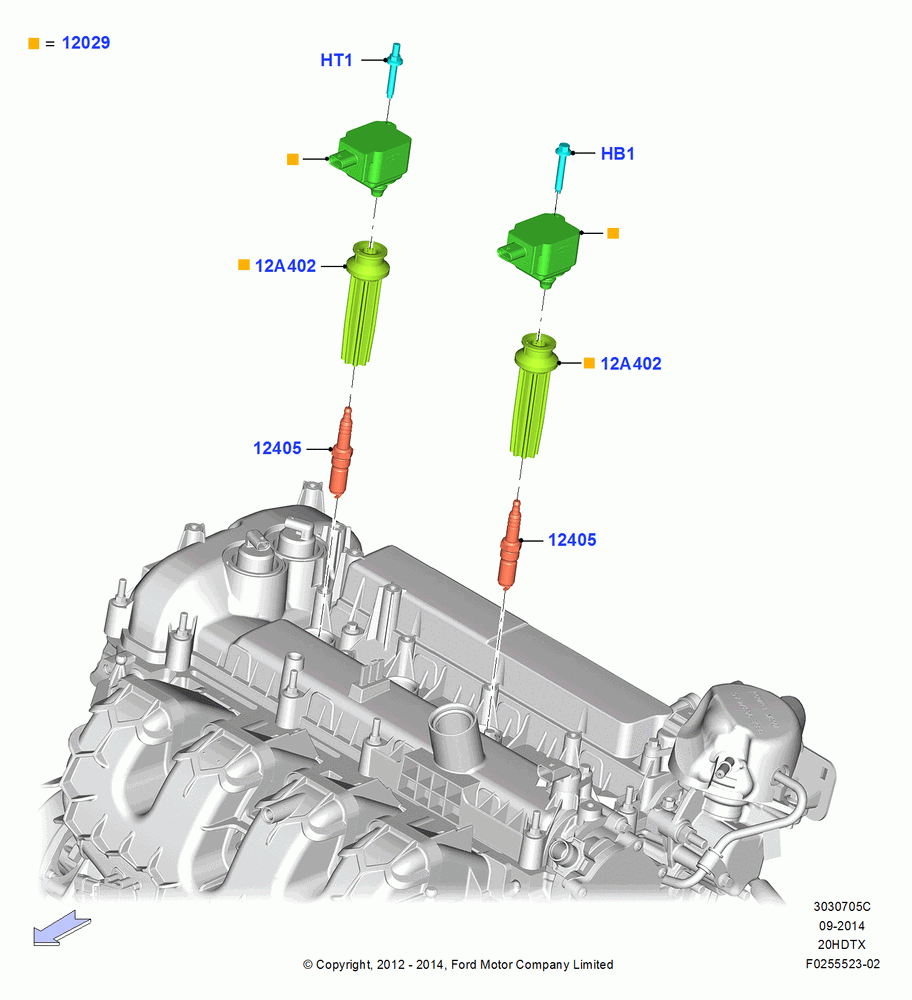 05C - Ignition Coil and Wires/Spark Plugs, 2.0L EcoBoost (240PS); 13/AUG/2012-04/APR/2016