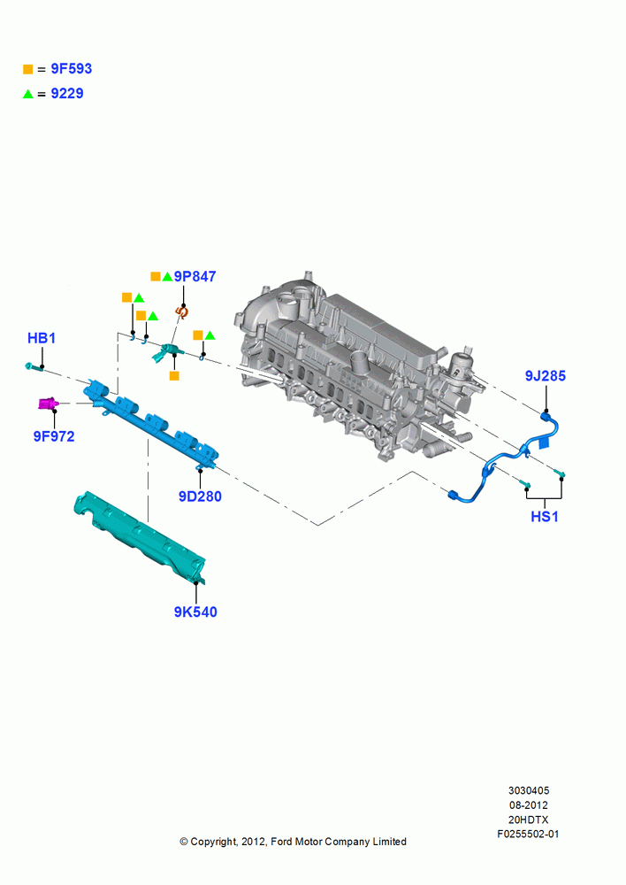 05C - Fuel Injectors and Pipes, 2.0L EcoBoost (240PS); 13/AUG/2012-04/APR/2016
