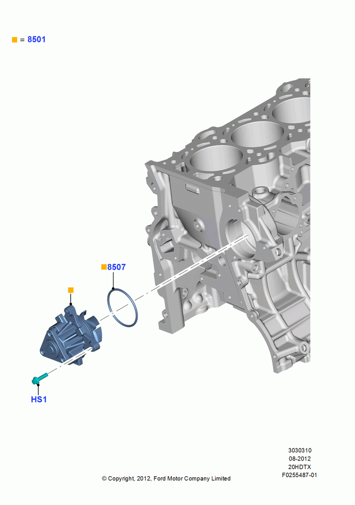 10C - Water Pump, 2.0L EcoBoost (240PS); 13/AUG/2012-04/APR/2016