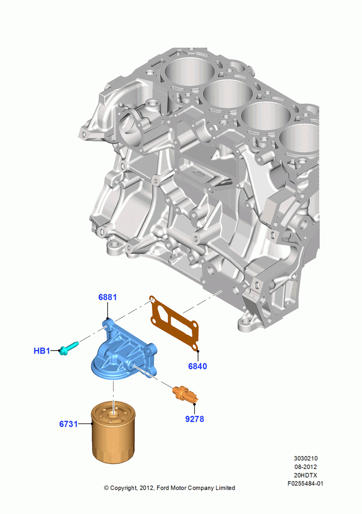 10C - Oil Cooler and Filter, 2.0L EcoBoost (240PS); 13/AUG/2012-04/APR/2016