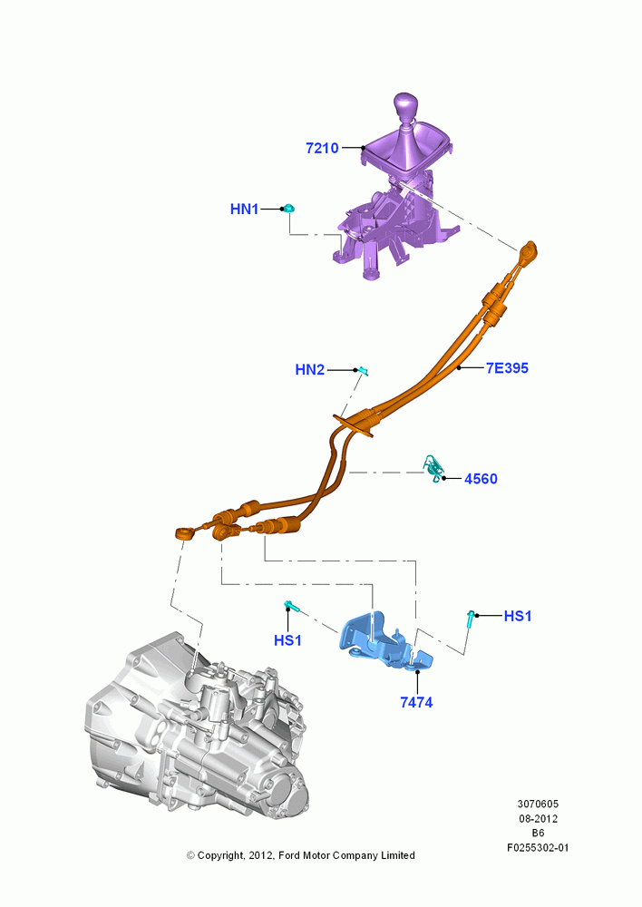 05C - Gear Change Lever - Manual Trans, 6 Speed Manual Trans - B6; 13/AUG/2012-16/JUN/2014