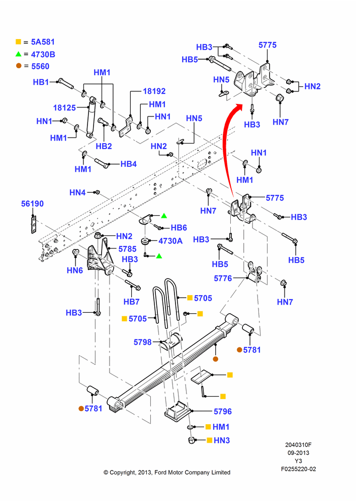 10F - Rear Springs and Shock Absorbers, Commercial Stripped Chassis, 16,000 LB. GVW; 19/JAN/2010-07/AUG/2013
