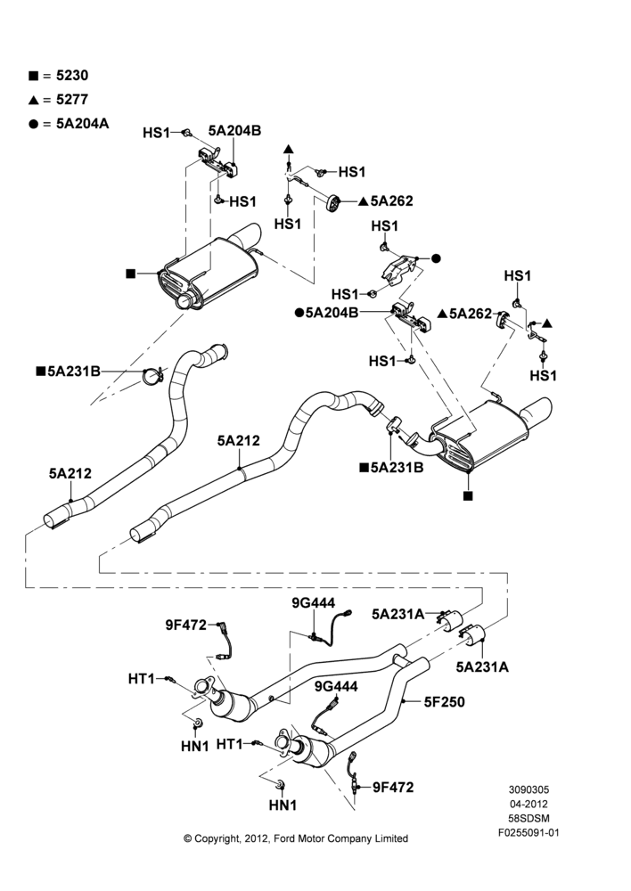 Exhaust System, 5.8L DOHC SC GAS