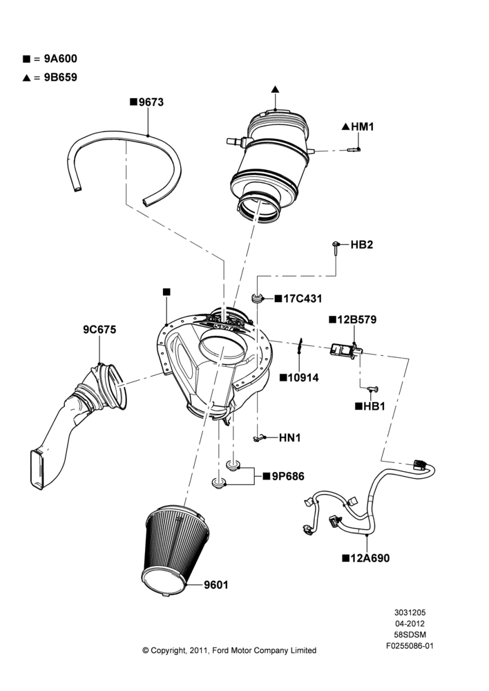 05A - Air Cleaner, 5.8L DOHC SC GAS; 30/APR/2012-27/JUN/2014