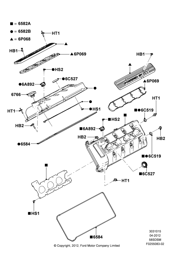 15A - Cylinder Head Cover, 5.8L DOHC SC GAS; 30/APR/2012-27/JUN/2014