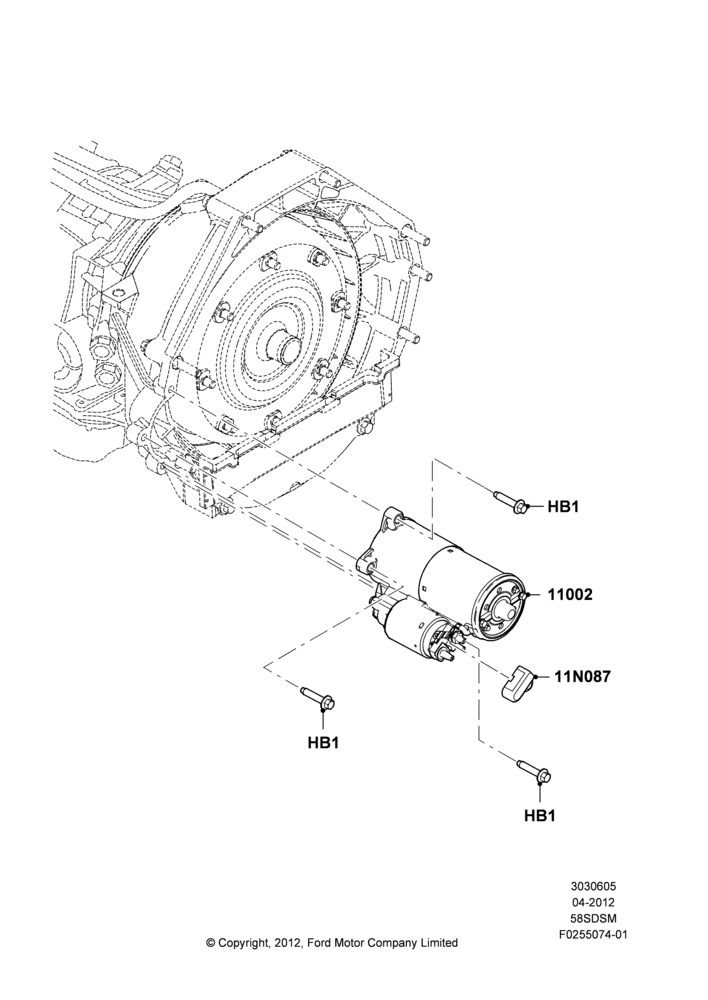 05A - Starter Motor, 5.8L DOHC SC GAS; 30/APR/2012-27/JUN/2014