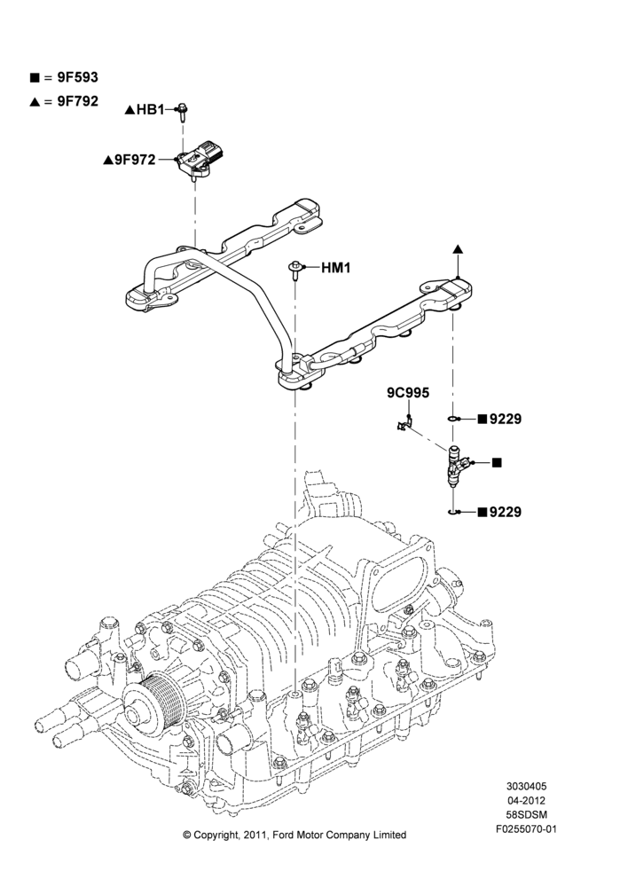05A - Fuel Injectors and Pipes, 5.8L DOHC SC GAS; 30/APR/2012-27/JUN/2014