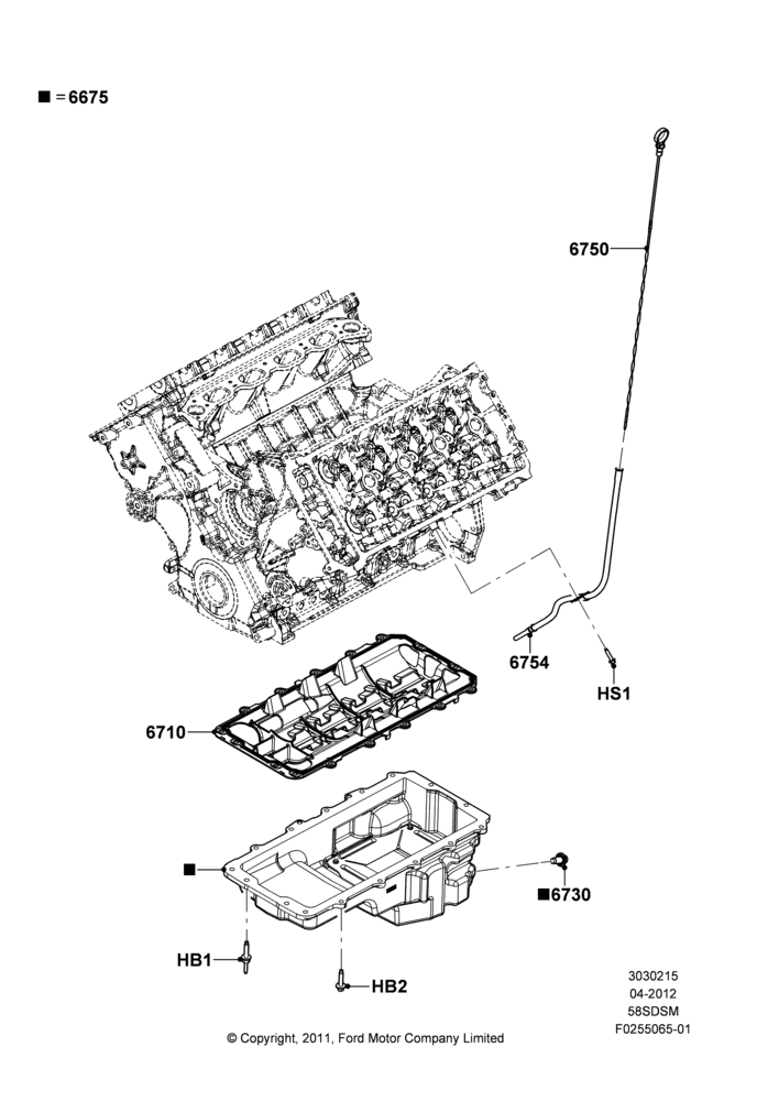 15A - Oil Pan/Oil Level Indicator, 5.8L DOHC SC GAS; 30/APR/2012-27/JUN/2014