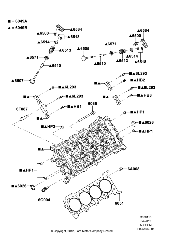 15A - Cylinder Head, 5.8L DOHC SC GAS; 30/APR/2012-27/JUN/2014
