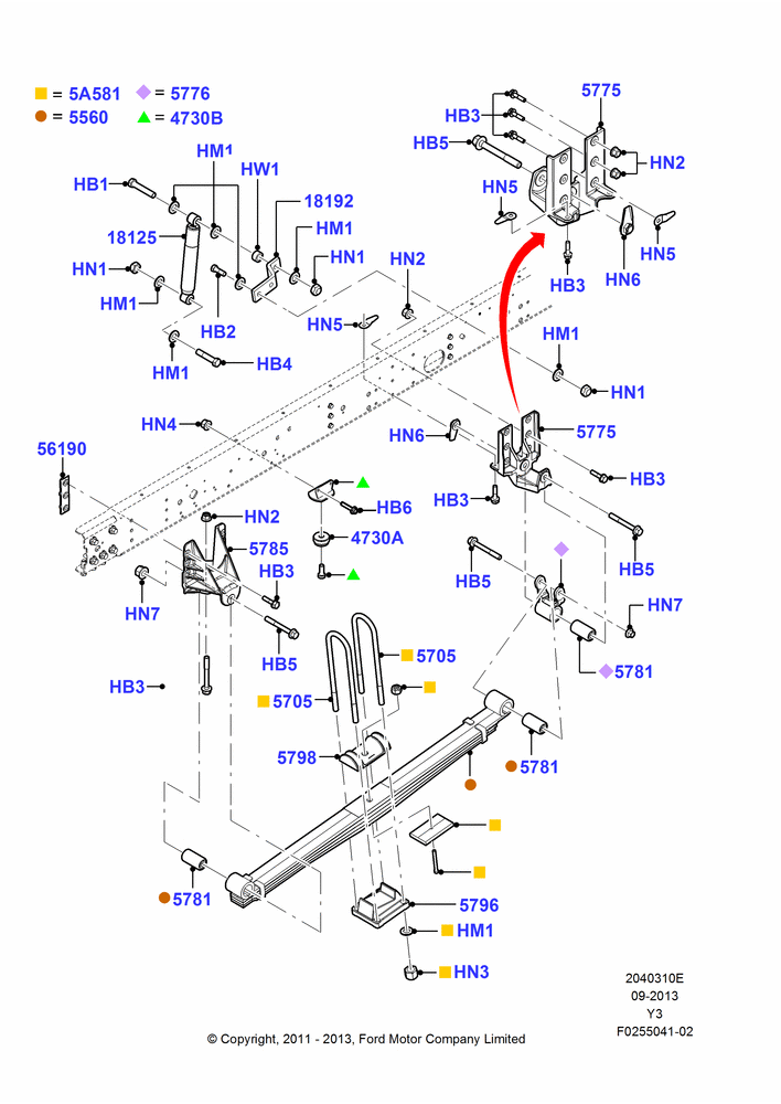 10E - Rear Springs and Shock Absorbers, Commercial Stripped Chassis, Less Special Equipment Package, 22000 LB. GVW, 19,500 LB. GVW; 18/JUL/2011-07/AUG/2013