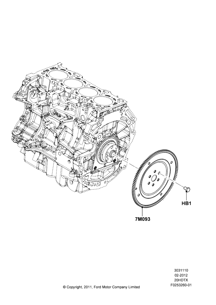 10B - Flywheel, 2.0L EcoBoost (240PS); 16/APR/2012-01/MAR/2019