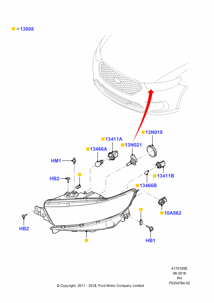 05E - Headlamps and Front Flasher Lamps, With Level 4 Headlamps, Police Version, HEADLAMP PREP PACK, Integrated Wig-Wag Lamps; 06/FEB/2012-01/MAR/2019