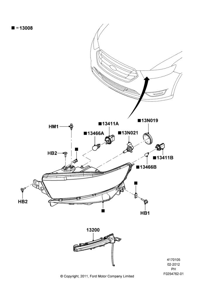 05F - Headlamps and Front Flasher Lamps, With Projector Beam Headlamps; 06/FEB/2012-01/MAR/2019