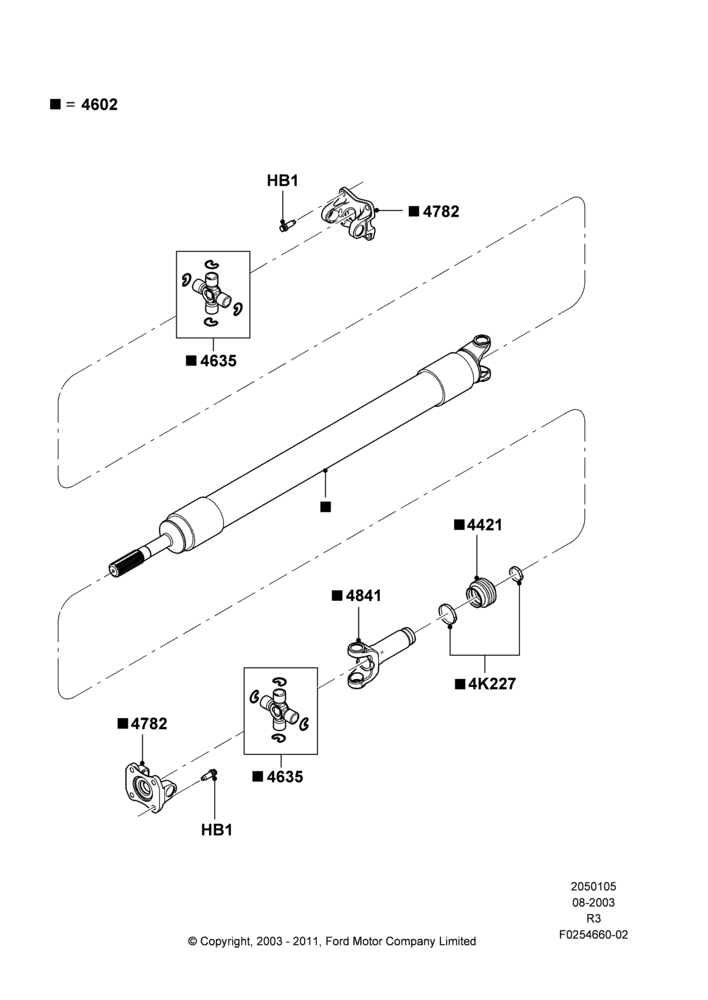 05C - Drive Shaft - Rear Axle Drive, 118"/2997MM Wheelbase, LHD 4WD (Part Time Drive); 04/AUG/2003-18/AUG/2008