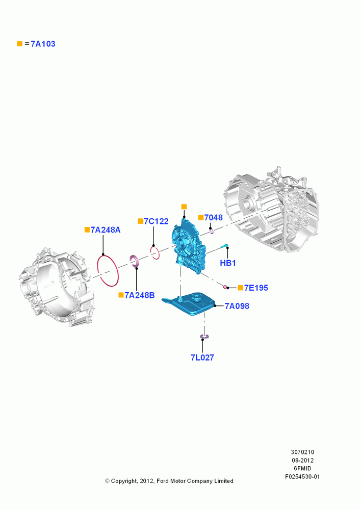 10C - Transmission Pump Assy, 6 Speed Auto Trans 6F Mid-Range; 13/AUG/2012