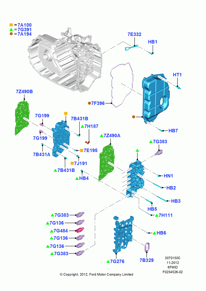 50C - Valve Body And Main Control, 6 Speed Auto Trans 6F Mid-Range; 13/AUG/2012