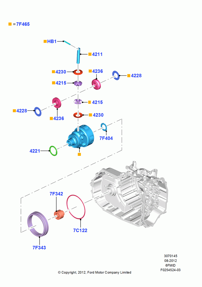 45C - Automatic Transaxle Diff.Component, 6 Speed Auto Trans 6F Mid-Range; 13/AUG/2012