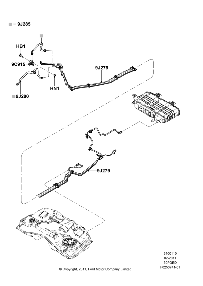 10J - Fuel Lines, 3.0L 4V OHC V6 Duratec 230HP, LHD 4WD (FTD); 05/FEB/2011-29/JUL/2012