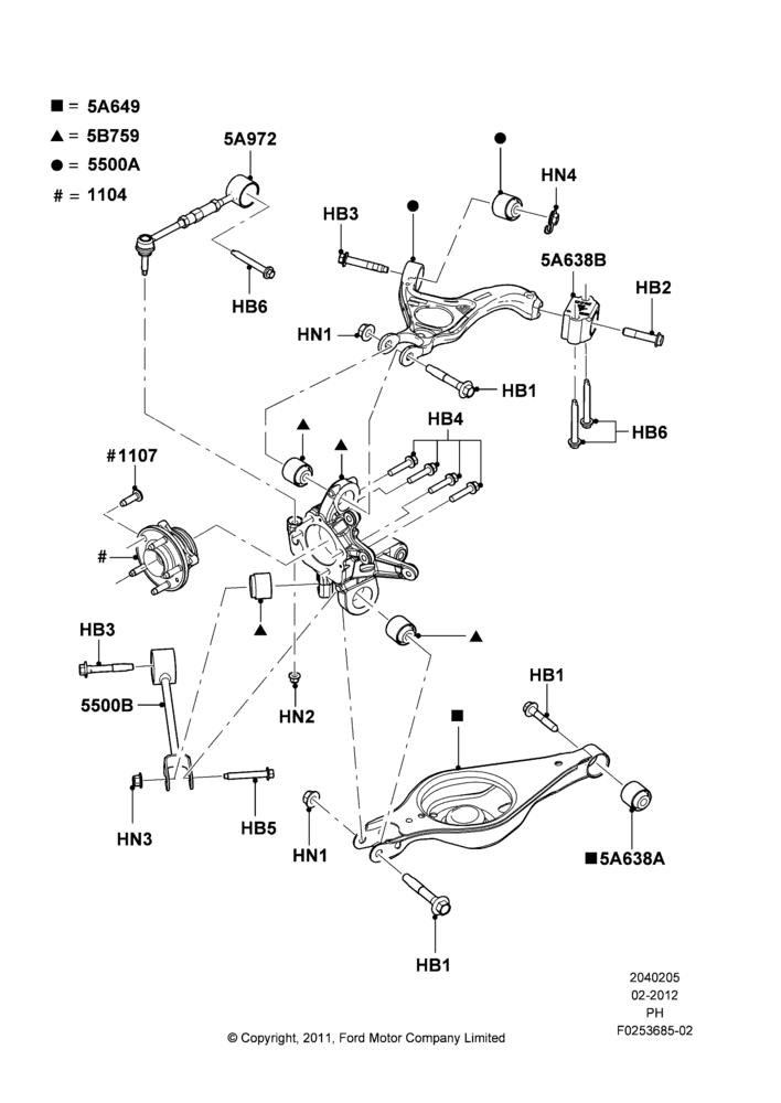 05B - Rear Knuckle and Suspension Arms; 06/FEB/2012-01/MAR/2019