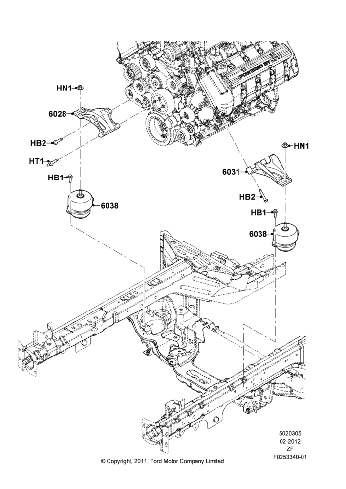 05G - Engine Mounting, 5.8L DOHC SC GAS; 30/APR/2012-27/JUN/2014
