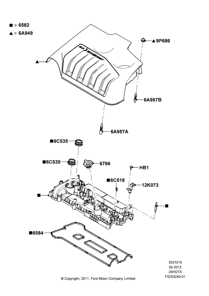15B - Cylinder Head Cover, 2.0L EcoBoost (240PS); 16/APR/2012-01/MAR/2019