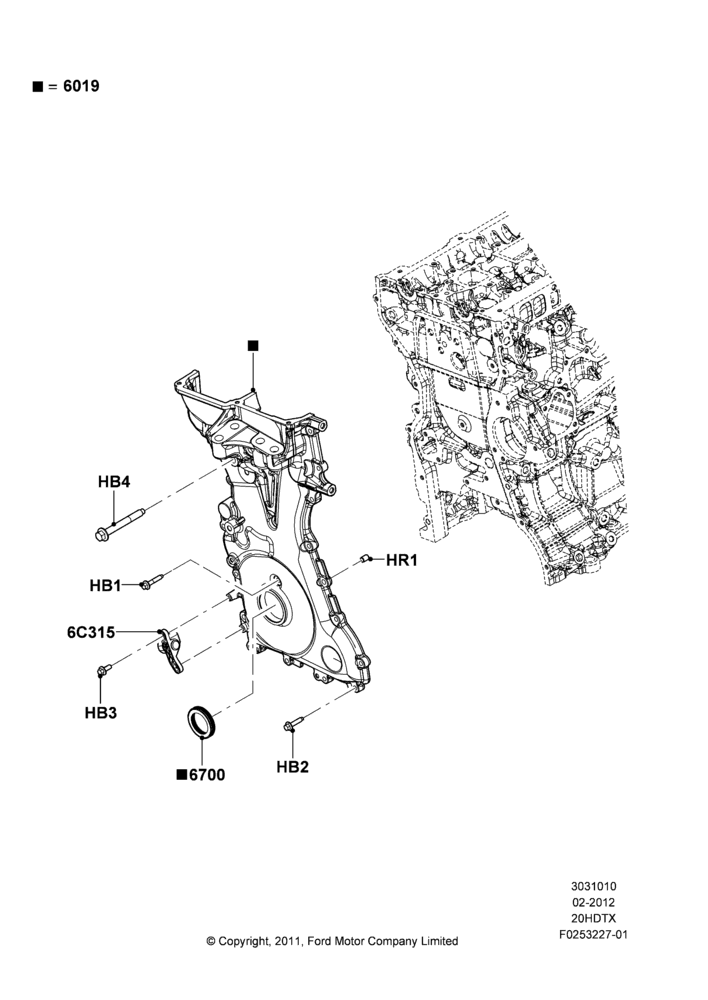 10B - Timing Gear Covers, 2.0L EcoBoost (240PS); 16/APR/2012-01/MAR/2019