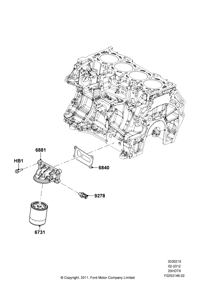 10B - Oil Cooler and Filter, 2.0L EcoBoost (240PS); 16/APR/2012-01/MAR/2019