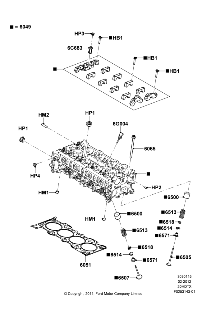 15B - Cylinder Head, 2.0L EcoBoost (240PS); 16/APR/2012-01/MAR/2019