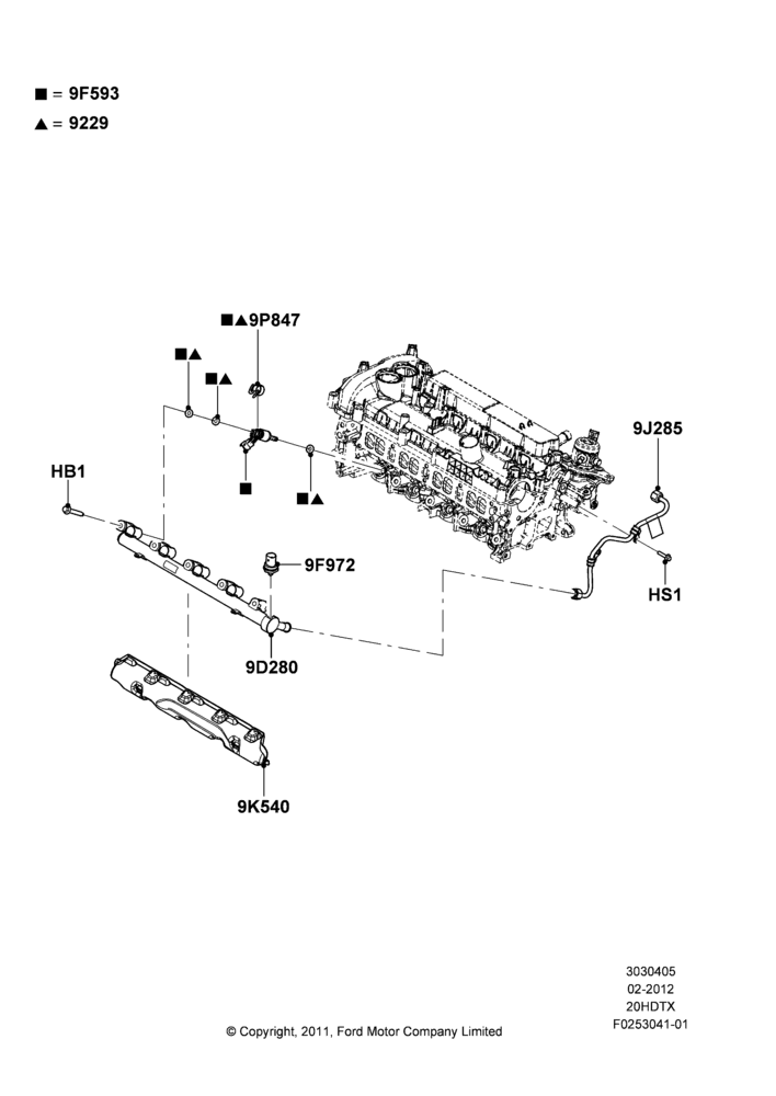 05B - Fuel Injectors and Pipes, 2.0L EcoBoost (240PS); 16/APR/2012-01/MAR/2019