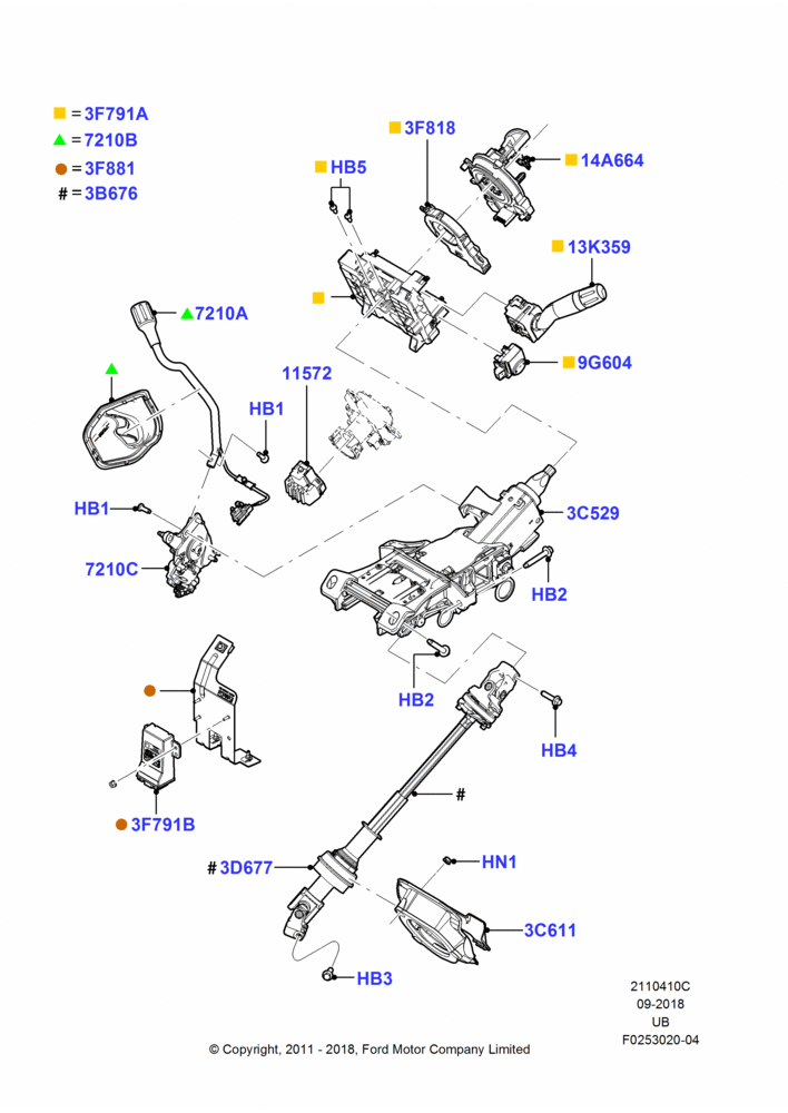 10C - Steering Column And Gear Shift, With Tilting Only Steering Column; 09/JAN/2012-04/MAY/2015