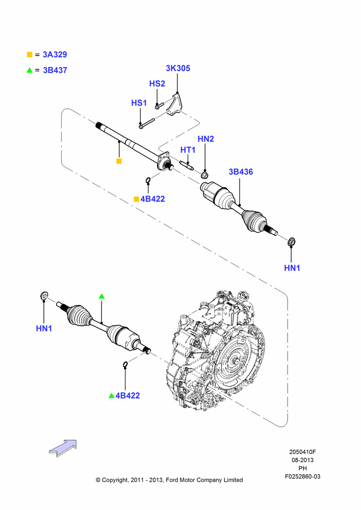 10F - Drive Shaft - Front Axle Drive, 3.5L DOHC T/C V6 Gas; 06/FEB/2012-02/JUN/2014