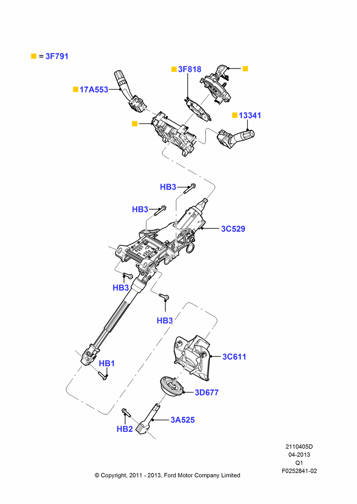 05D - Steering Column, With Manual Tilt/Slide Stg Column; 08/AUG/2011-24/DEC/2014