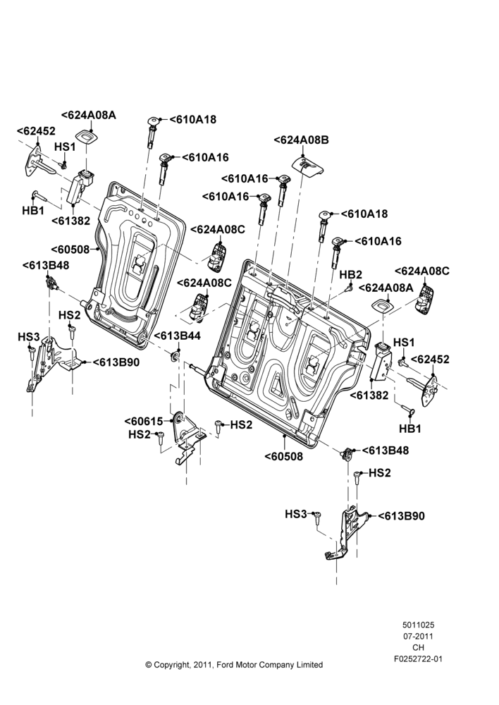 25D - Rear Seat Back, 5 Door Sedan; 18/JUL/2011-27/APR/2013