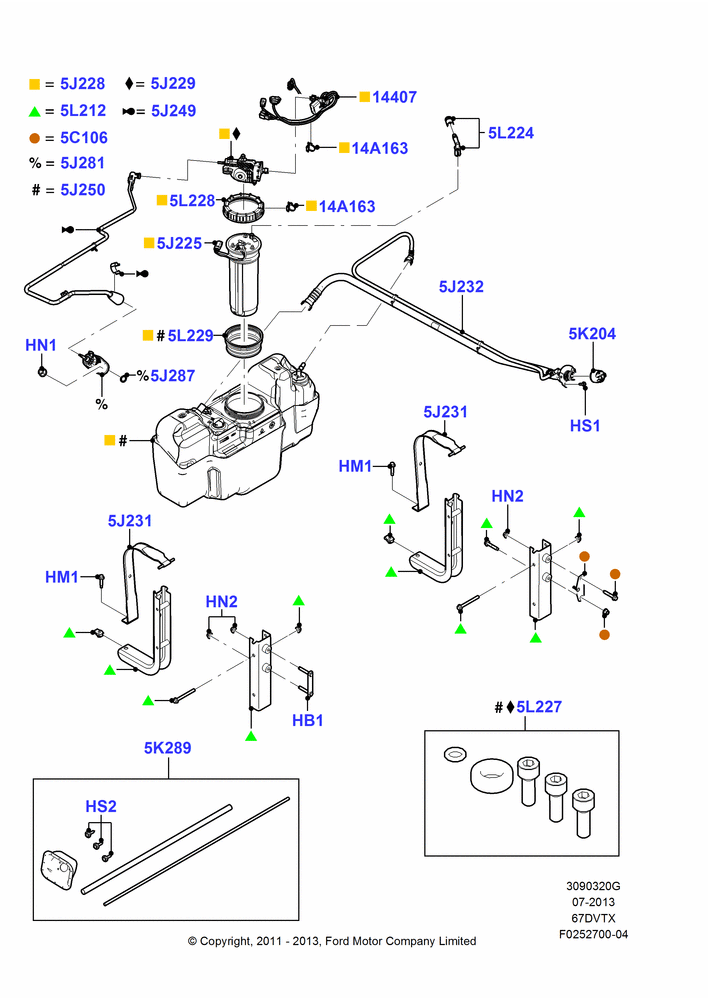 Urea (DEF) Tanks And Related Parts, Narrow Frame (Chassis Cab), 6.7L 4V V8 T/C Diesel, With Aft-Of-Axle/Mid-Ship Fuel Tank, With Mid-Ship Fuel Tank, With Low Sulfur Diesel Fuel Content
