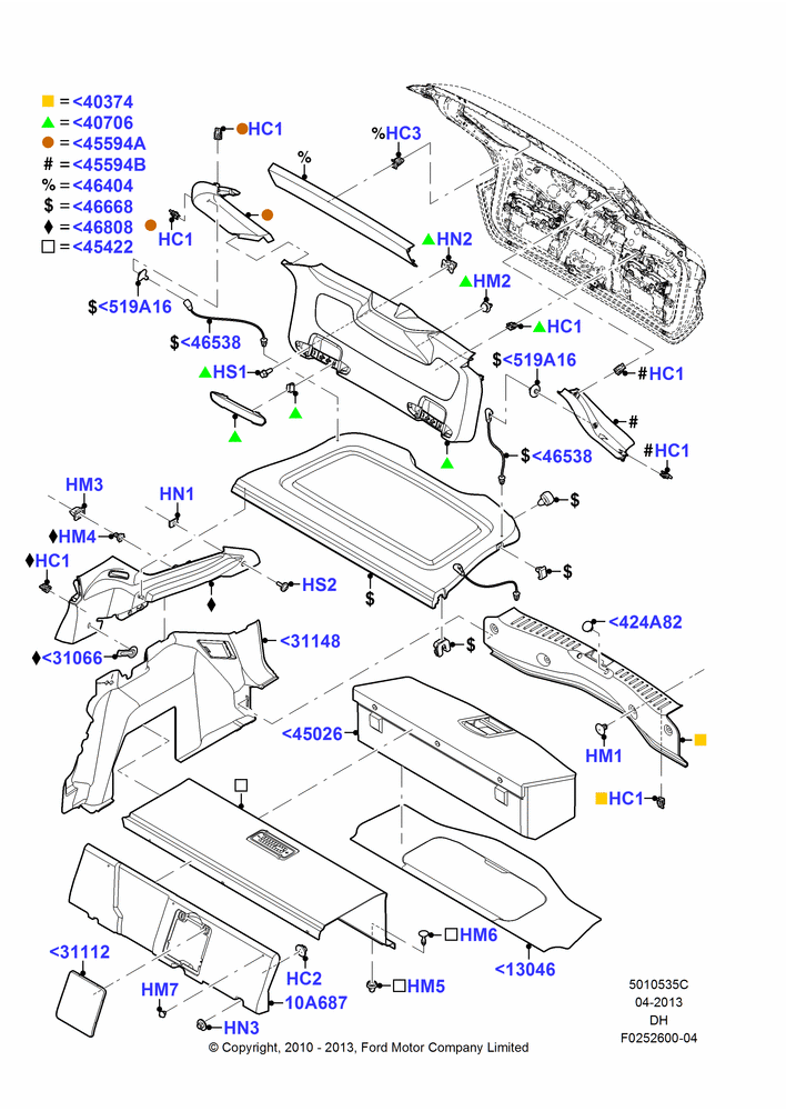35C - Load Compartment Trim, 5 Door Sedan, BEV Version; 19/MAR/2012-08/DEC/2014