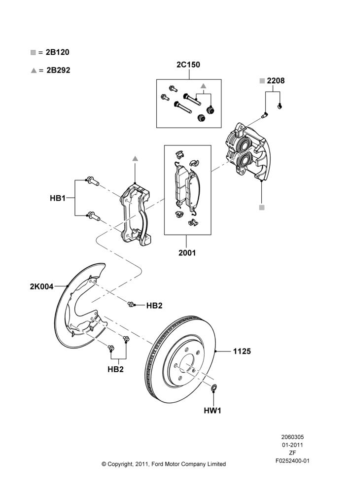 05E - Front Brake Discs and Calipers, Base/GT, Less Premium Brakes; 03/FEB/2011-27/JUN/2014