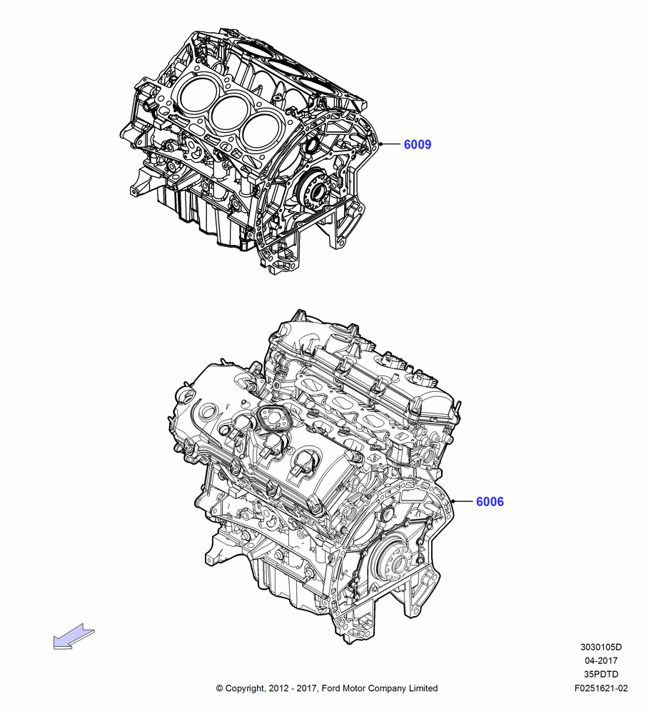 05D - Service Engine and Short Block, 3.5L DOHC T/C V6 Gas; 04/SEP/2012-03/MAR/2019