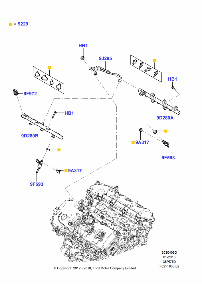 05D - Fuel Injectors and Pipes, 3.5L DOHC T/C V6 Gas; 04/SEP/2012-03/MAR/2019