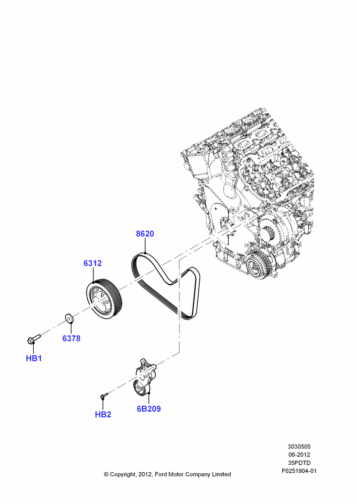 Pulleys and Drive Belts, 3.5L DOHC T/C V6 Gas