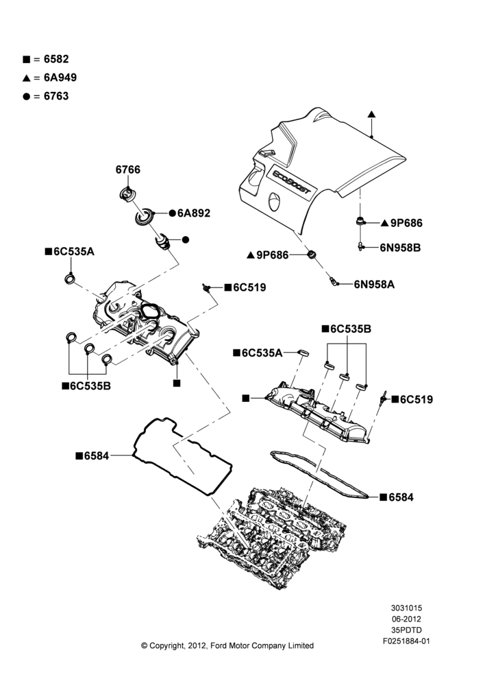 15D - Cylinder Head Cover, 3.5L DOHC T/C V6 Gas; 04/SEP/2012-02/JUN/2014