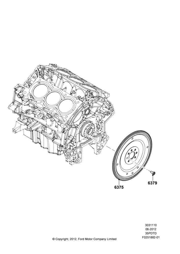 10D - Flywheel, 3.5L DOHC T/C V6 Gas; 04/SEP/2012-03/MAR/2019