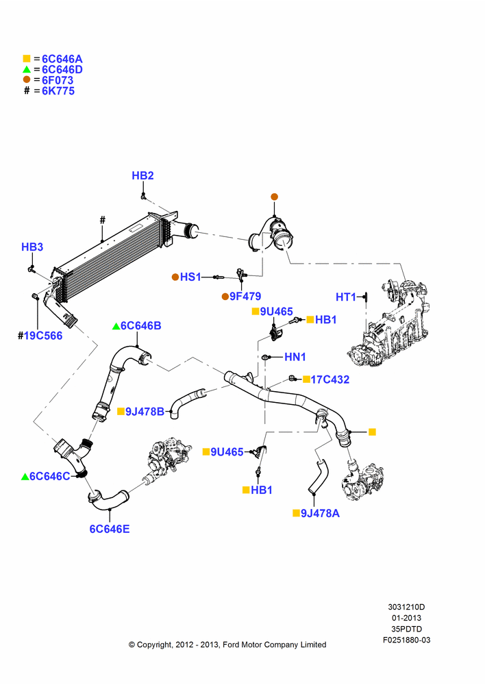 10D - Intercooler/Air Ducts and Hoses, 3.5L DOHC T/C V6 Gas; 04/SEP/2012-02/DEC/2013