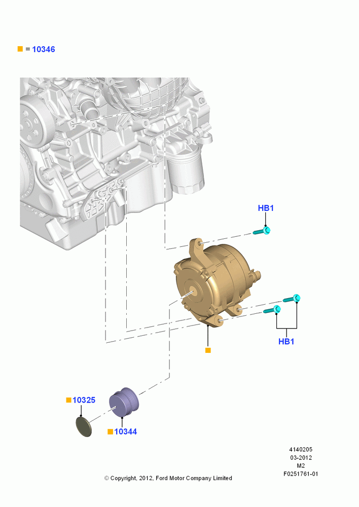 05C - Alternator and Mountings, 2.5L Duratec (110kW/150PS), 2.5L Duratec FFV (125kW/170PS); 09/APR/2012-13/AUG/2019